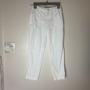 LAUREN Ralph Lauren Petite White Cotton Blend Tapered Leg Pants Women's Size 2P